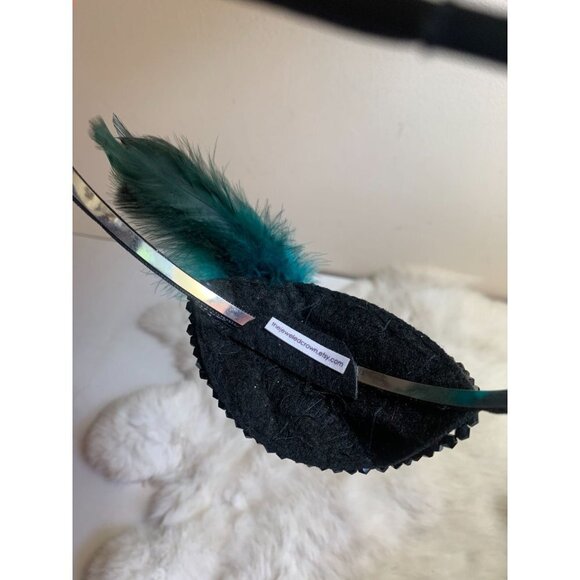 Women's Fascinator Headband Hat Feather Beaded Cocktail 1920s - Picture 7 of 8